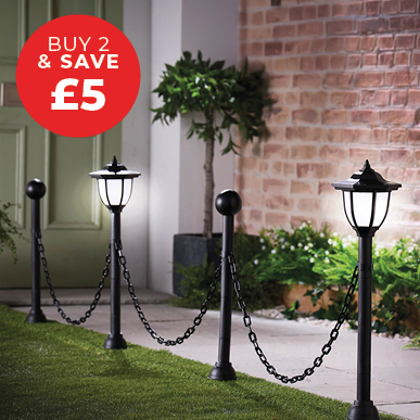 4-Piece Solar Lamp Post & Chain Set - Buy 2 & Save £5