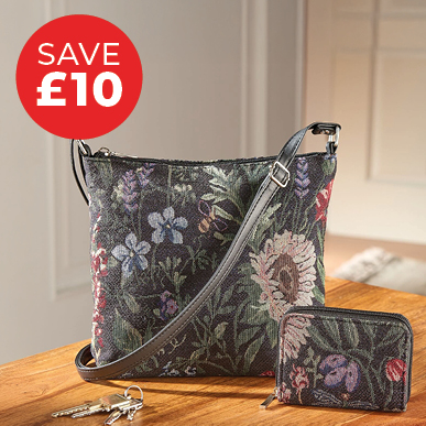 Black Tapestry Bag & RFID Purse