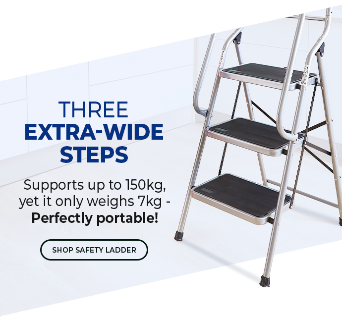 Silver 3-Step Safety Ladder