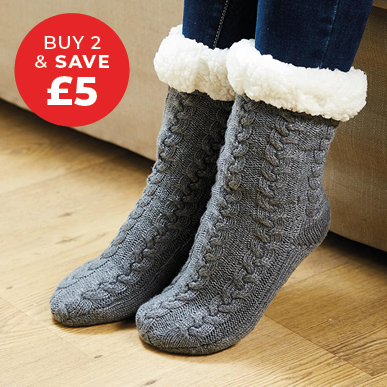 Cuddle Sherpa Fleece Slipper Socks 