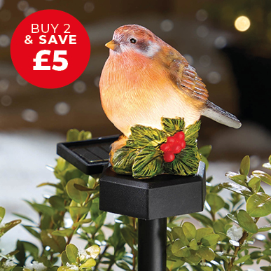 Solar Christmas Robin Stake Light