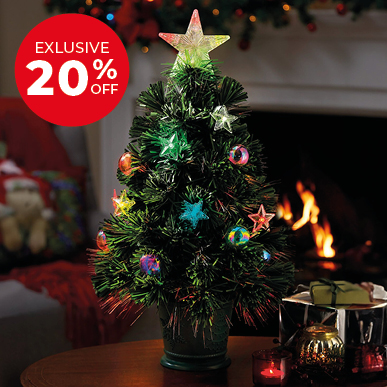 60cm Potted Fibre-Optic Christmas Tree