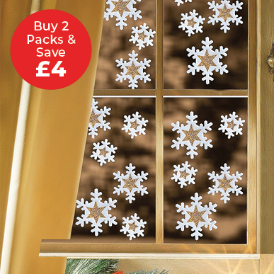 Pack of 18 Snowflake Window Stickers  ONLY £7.99