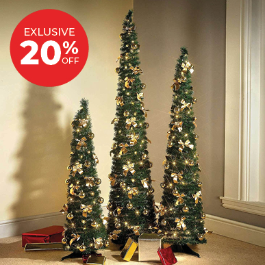 Pre-Lit Pop Up Slimline Christmas Tree