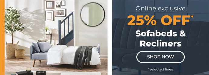 25% Off Sofabeds & Recliners