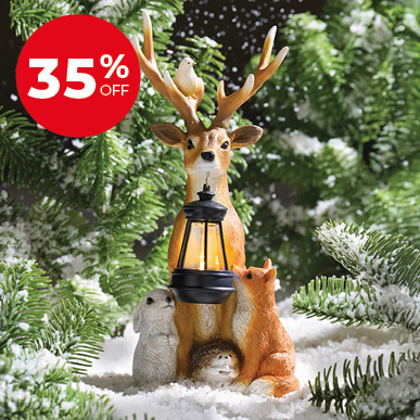 Reindeer & Friends Solar Statue
