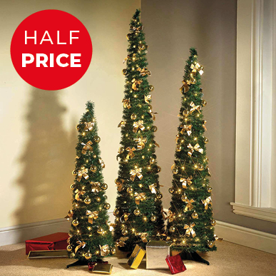 Pre-Lit Pop Up Slimline Christmas Tree