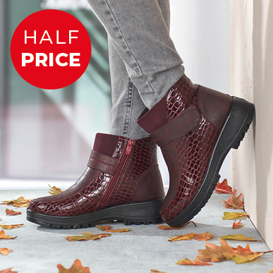 Burgundy Mock Croc Ankle Boots