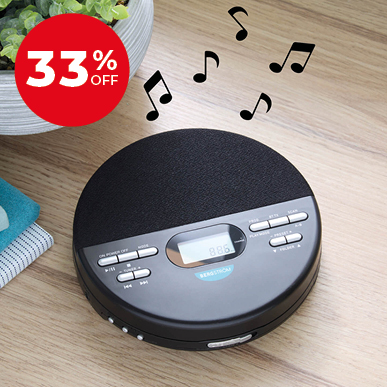 Aurora Portable CD/Radio Player with Built-In Speakers