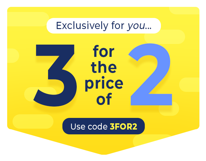🎉 3 for 2 is ON – your cheapest treat is FREE!